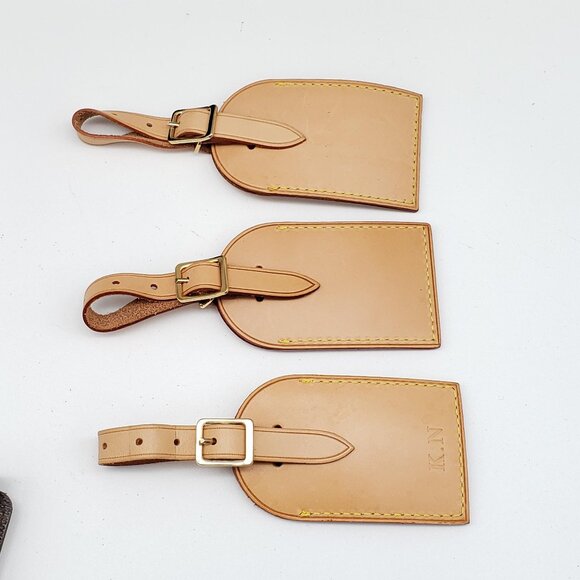 Authentic Louis Vuitton 3 Tan Luggage / Name Tags With Initials 45-121025 - Picture 9 of 9